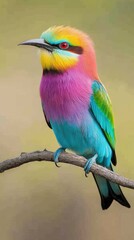 Fototapeta premium A vibrant bird perched on a branch, showcasing colorful plumage and natural beauty.
