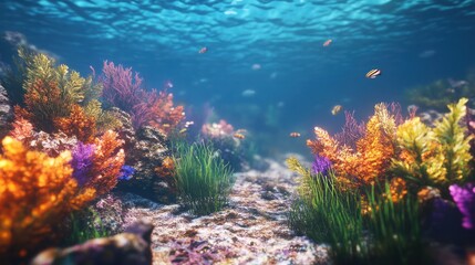 Obraz premium Vibrant Underwater Coral Reef Scene