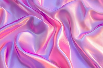 Obraz premium Iridescent pink and purple silk fabric with soft folds and waves.