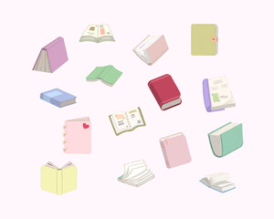 Set of hand drawn books