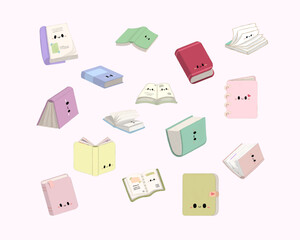 Set of hand drawn book characters