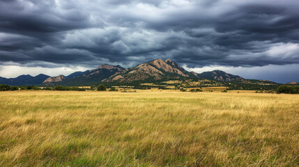 Dramatic storm clouds over boulder mountains colorado nature scene open landscape wide angle natural beauty