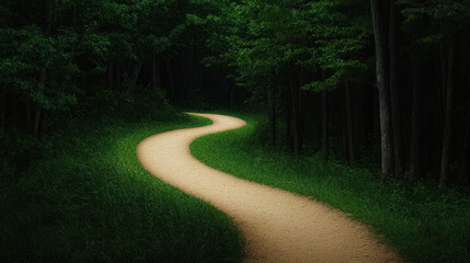 Winding nature path through lush forest scenic landscape photograph serene environment peaceful viewpoint