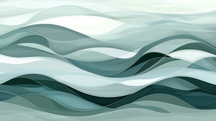 Fototapeta premium Abstract teal and white wavy pattern background.
