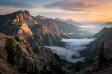 sunset in the mountains