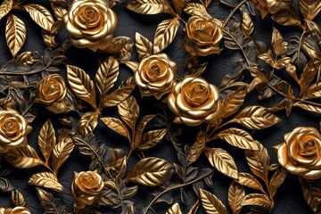 Vivid Golden Roses Creating a Luxurious and Artistic Floral Arrangement