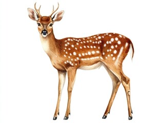 A realistic illustration of a spotted deer standing elegantly.