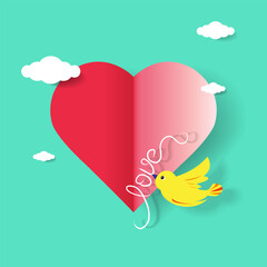 Bird illustrations bring affection and love. Vector Illustration