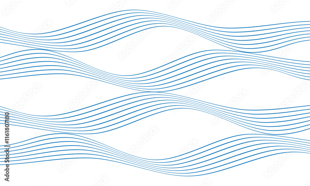 Poster abstract simple blue thin wavy line design can be used background.