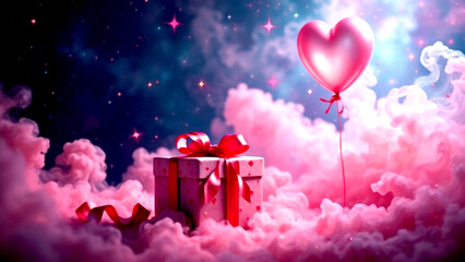 gift box and balloons