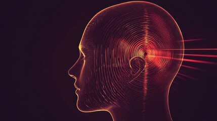 A graphic of a silhouette head with an ear and sound waves emanating, symbolizing the concept of listening