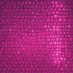 Vibrant pixel art with a pink background and square patterns.