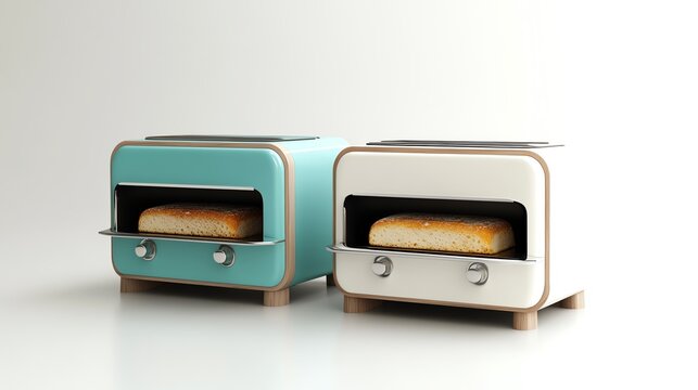 Stylish toasters with bread, perfect for modern kitchens.