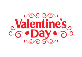 Romantic Red Valentine's Day Text with Heart Decorations