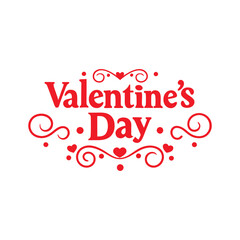 Romantic Red Valentine's Day Text with Heart Decorations