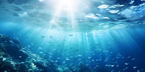 The Majestic Beauty of a Sunlit Coral Reef Under the Ocean's Surface