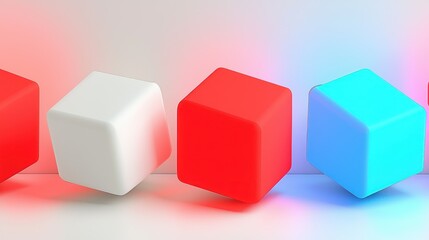 Fototapeta premium Colorful floating cubes against a white background.