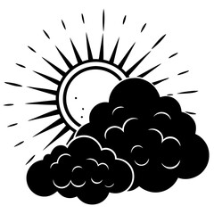 Clear sky with cartoon style fluffy clouds