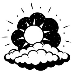 Clear sky with cartoon style fluffy clouds