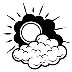 Clear sky with cartoon style fluffy clouds