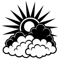 Clear sky with cartoon style fluffy clouds