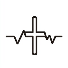 Obraz premium Cross superimposed on a heartbeat line graphic.