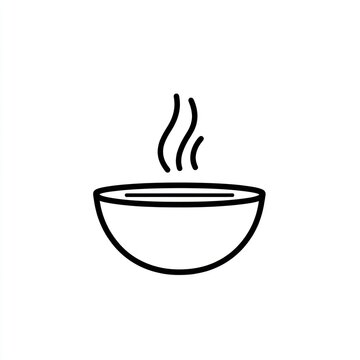 recommend clip art: Hot soup in a bowl, simple line art icon.