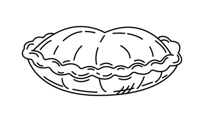 Doodle sketch pie cake vector illustration. Editable stroke