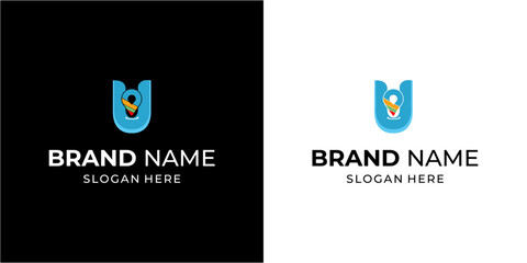 Creative U Letter Logo with Location, Illustration, Design Inspiration, Vector, Icon