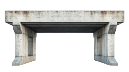 Concrete bridge structure, transparent background