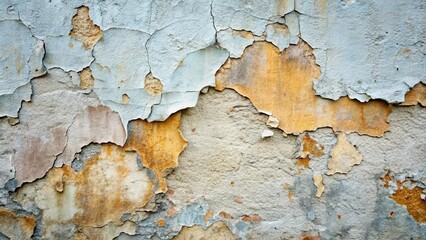 Obraz premium Weathered concrete wall with peeling paint and cracks, urban, texture, background, aged, worn, surface, grunge, weathered