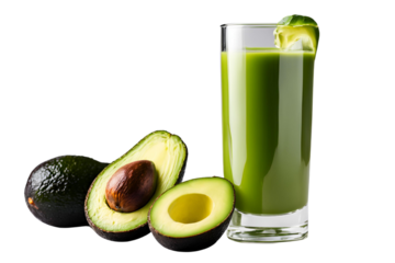 avocado juice juice glass isolated on transparent background