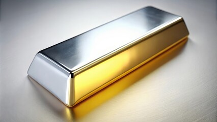 A close-up shot of a shiny gold and silver bar , precious metals, investment, wealth, finance, bullion, stack, metal