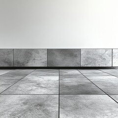 [Modern minimalist tile flooring patterns.] Gray Concrete Effect Tile Interior Space Modern Minimalist Design Texture Focus Wall Floor Decoration