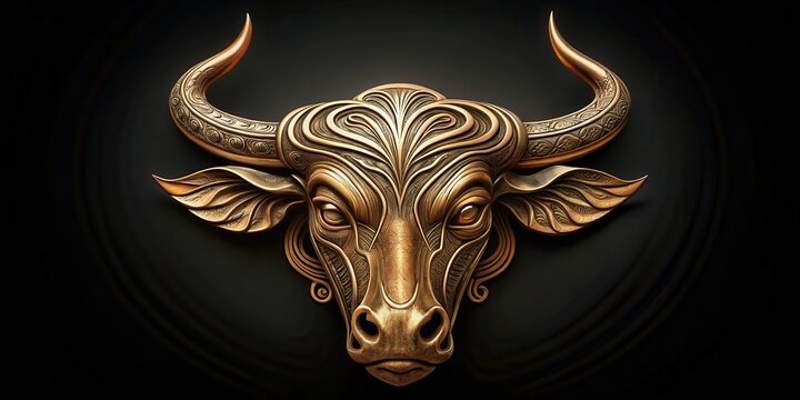 An intricate Taurus zodiac emblem symbolizing strength, determination, and reliability, zodiac, emblem, symbol