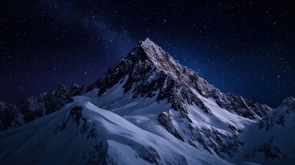 Majestic Night Peak: A Starry Mountain Landscape