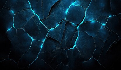 Dark Blue Cracked Texture with Glowing Lines