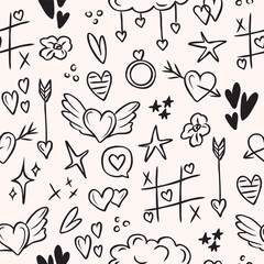 Hand drawn love elements background
