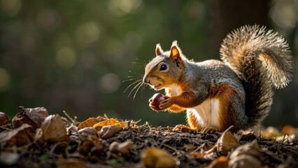 Fototapeta premium squirrel eating nut