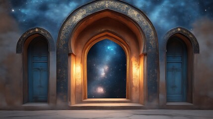Arabian Night Sky Archway Doorway Scene