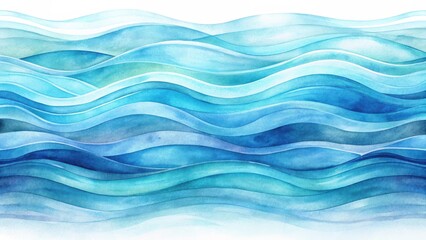 Abstract watercolor wave pattern with gentle ripples and soothing curves , aquatic patterns, blue hues