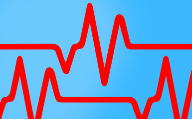 Red Heartbeat Line Graphic on a Light Blue Background