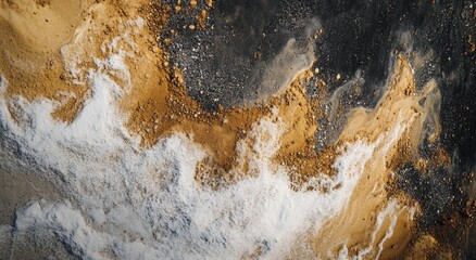 Abstract Gold and Black Fluid Art