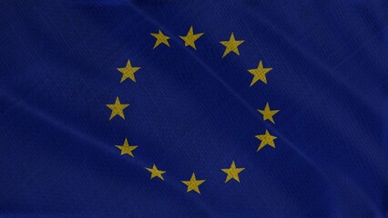 Flag of Europe, Fabric flag of Europe, Europe flag waving in the wind . Europe flag.