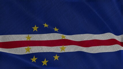 Fototapeta premium Flag Of Cape Verde, Cape Verde flag, National flag of Cape Verde. Fabric flag of Cape Verde.