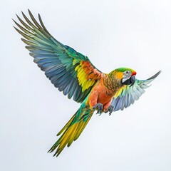 Fototapeta premium Colorful Parrot in Flight with Vibrant Wings