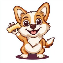 Fototapeta premium Cute Cartoon Dog Holding a Bone