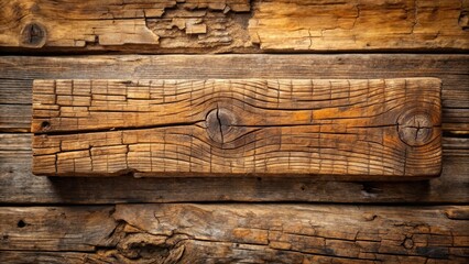 Aged wooden beam with natural cracks and weathered finish, set against a warm rustic wood background, rustic, earthy,  rustic, earthy