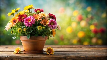 Obraz premium Beautiful natural flowers in a pot on background , flowers, pot, plant, nature, beautiful, fresh, vibrant, colorful