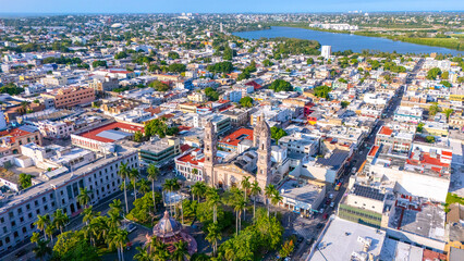 Aerial view of the port city of Tampico Tamaulipas, Mexico. In the center stands out the...